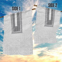 Philippines Polynesian Jasmine Pattern Garden Flag With Barong Tagalog White Style LT03 - Polynesian Pride
