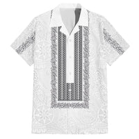 Philippines Polynesian Jasmine Pattern Hawaiian Shirt With Barong Tagalog White Style LT03 White - Polynesian Pride