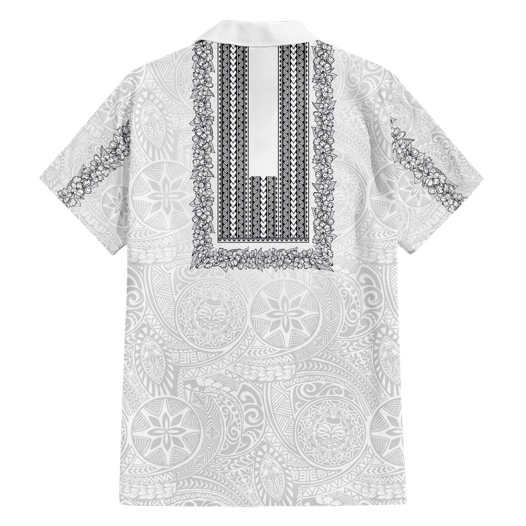 Philippines Polynesian Jasmine Pattern Hawaiian Shirt With Barong Tagalog White Style LT03 - Polynesian Pride