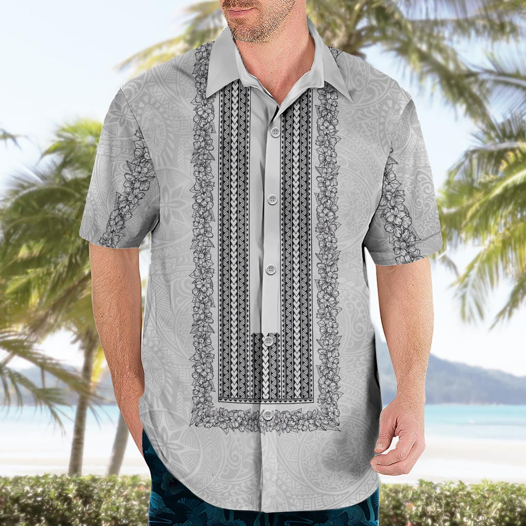 Philippines Polynesian Jasmine Pattern Hawaiian Shirt With Barong Tagalog White Style LT03 - Polynesian Pride