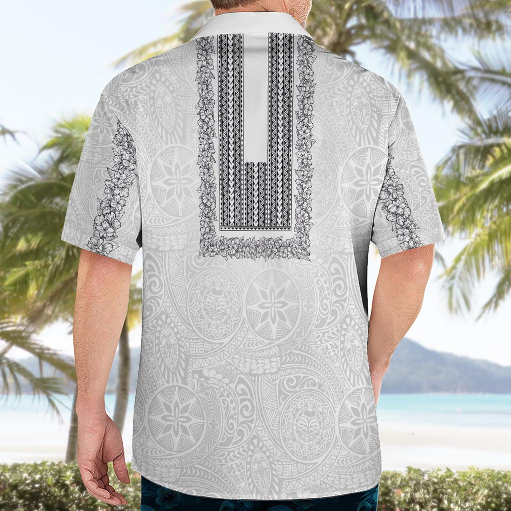 Philippines Polynesian Jasmine Pattern Hawaiian Shirt With Barong Tagalog White Style LT03 - Polynesian Pride