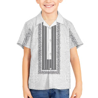 Philippines Polynesian Jasmine Pattern Kid Hawaiian Shirt With Barong Tagalog White Style LT03 Kid White - Polynesian Pride