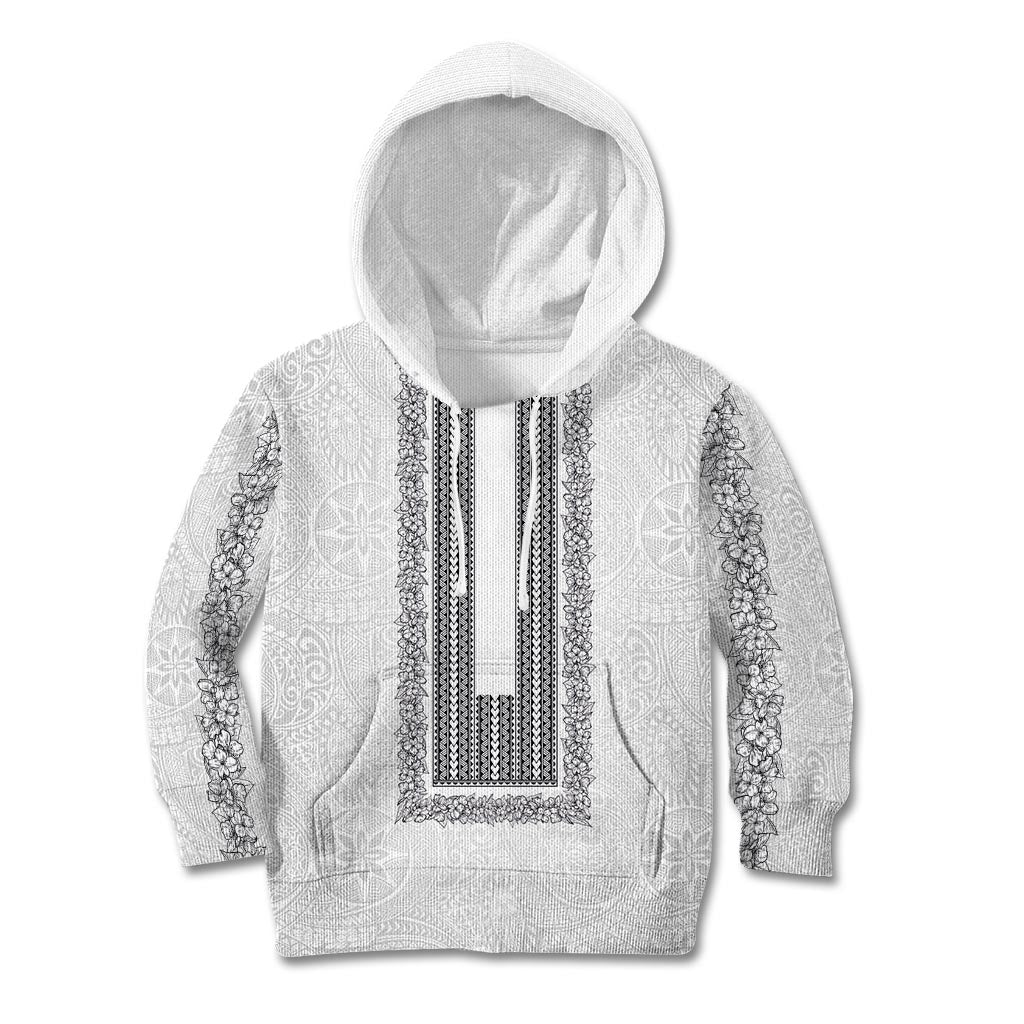 Philippines Polynesian Jasmine Pattern Kid Hoodie With Barong Tagalog White Style LT03 Hoodie White - Polynesian Pride