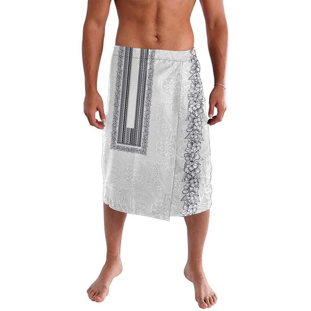 Philippines Polynesian Jasmine Pattern Lavalava With Barong Tagalog White Style LT03 White - Polynesian Pride