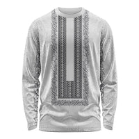 Philippines Polynesian Jasmine Pattern Long Sleeve Shirt With Barong Tagalog White Style LT03 Unisex White - Polynesian Pride