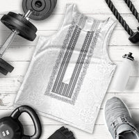 Philippines Polynesian Jasmine Pattern Men Tank Top With Barong Tagalog White Style LT03 - Polynesian Pride
