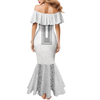 Philippines Polynesian Jasmine Pattern Mermaid Dress With Barong Tagalog White Style LT03 - Polynesian Pride
