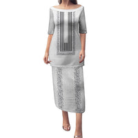 Philippines Polynesian Jasmine Pattern Puletasi With Barong Tagalog White Style LT03 Long Dress White - Polynesian Pride