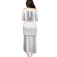 Philippines Polynesian Jasmine Pattern Puletasi With Barong Tagalog White Style LT03 - Polynesian Pride