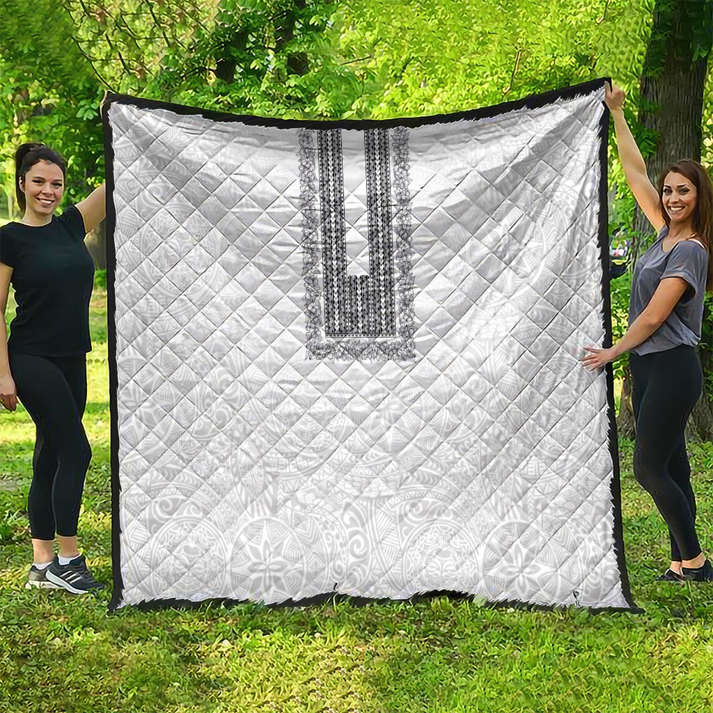 Philippines Polynesian Jasmine Pattern Quilt With Barong Tagalog White Style LT03 - Polynesian Pride