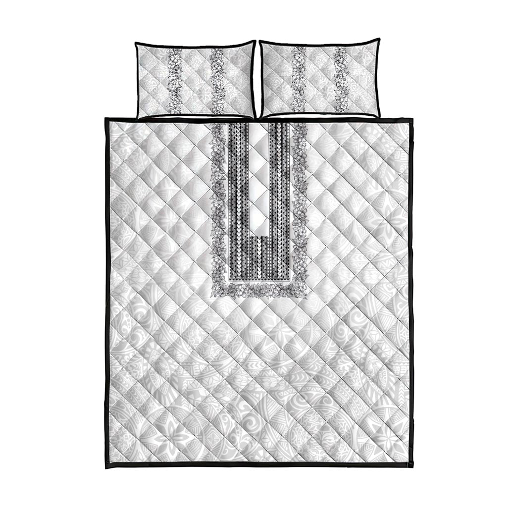 Philippines Polynesian Jasmine Pattern Quilt Bed Set With Barong Tagalog White Style LT03 - Polynesian Pride
