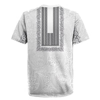 Philippines Polynesian Jasmine Pattern Rugby Jersey With Barong Tagalog White Style LT03 - Polynesian Pride