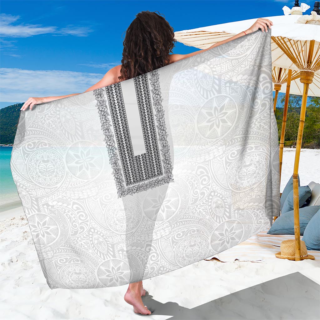 Philippines Polynesian Jasmine Pattern Sarong With Barong Tagalog White Style LT03 One Size 44 x 66 inches White - Polynesian Pride