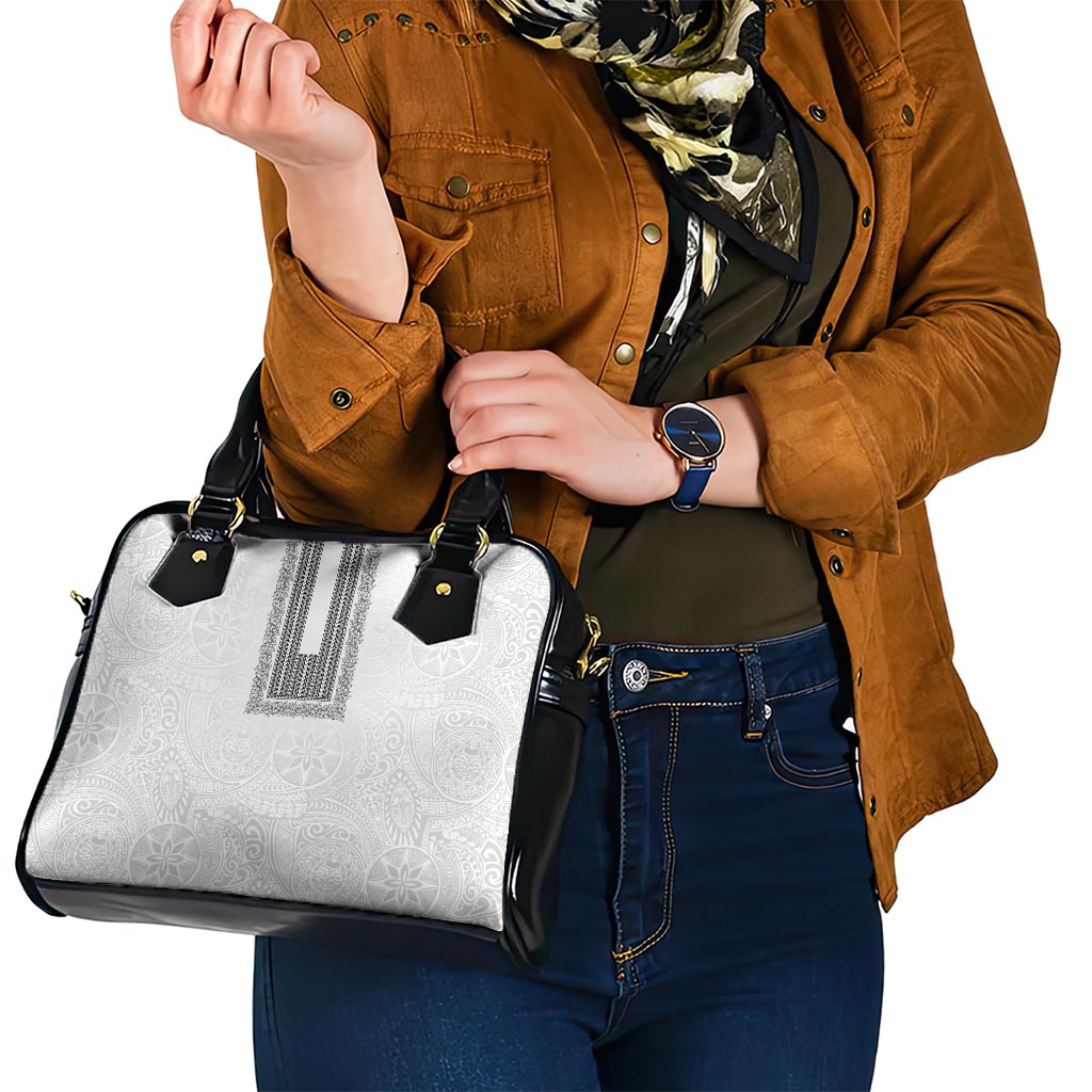 Philippines Polynesian Jasmine Pattern Shoulder Handbag With Barong Tagalog White Style LT03 - Polynesian Pride
