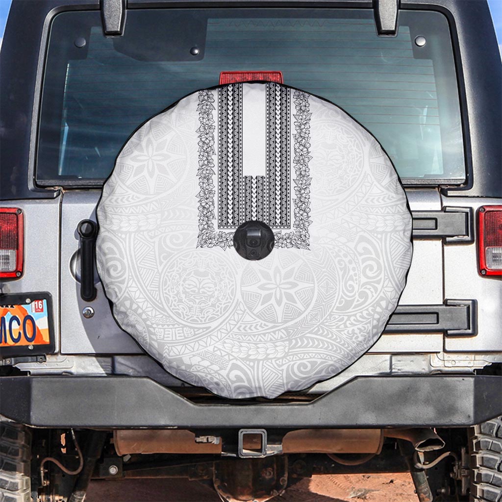 Philippines Polynesian Jasmine Pattern Spare Tire Cover With Barong Tagalog White Style