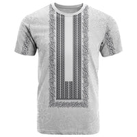 Philippines Polynesian Jasmine Pattern T Shirt With Barong Tagalog White Style LT03 White - Polynesian Pride