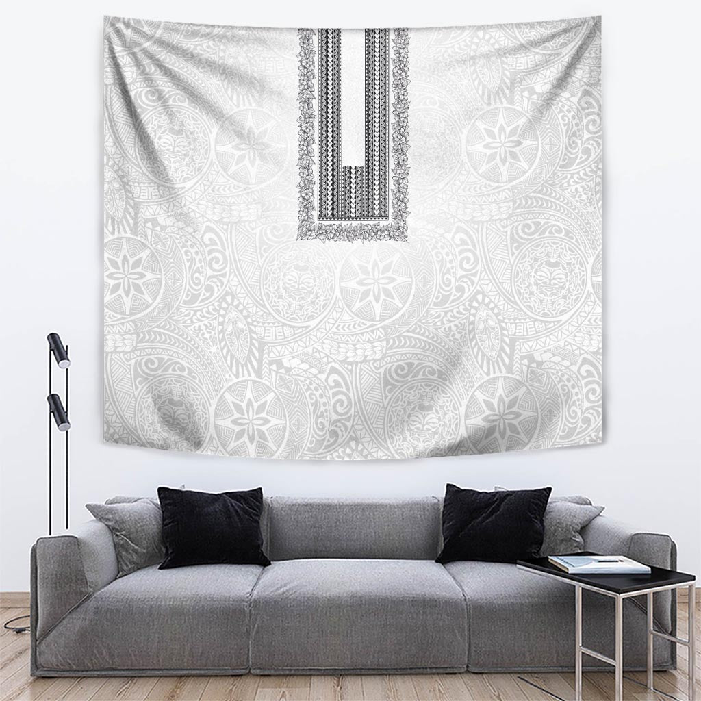 Philippines Polynesian Jasmine Pattern Tapestry With Barong Tagalog White Style LT03 White - Polynesian Pride