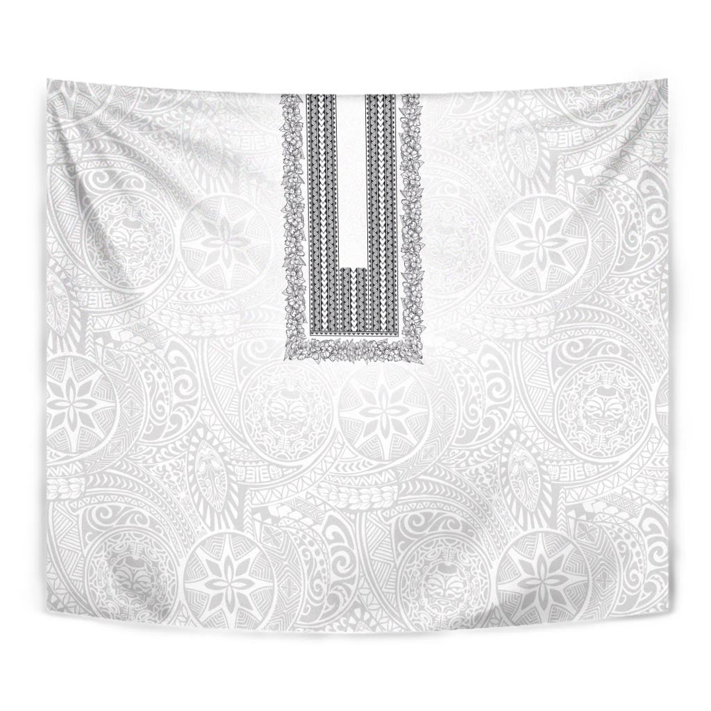 Philippines Polynesian Jasmine Pattern Tapestry With Barong Tagalog White Style LT03 - Polynesian Pride