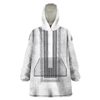 Philippines Polynesian Jasmine Pattern Wearable Blanket Hoodie With Barong Tagalog White Style LT03 One Size White - Polynesian Pride