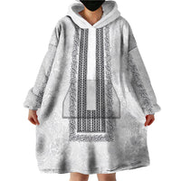 Philippines Polynesian Jasmine Pattern Wearable Blanket Hoodie With Barong Tagalog White Style LT03 - Polynesian Pride