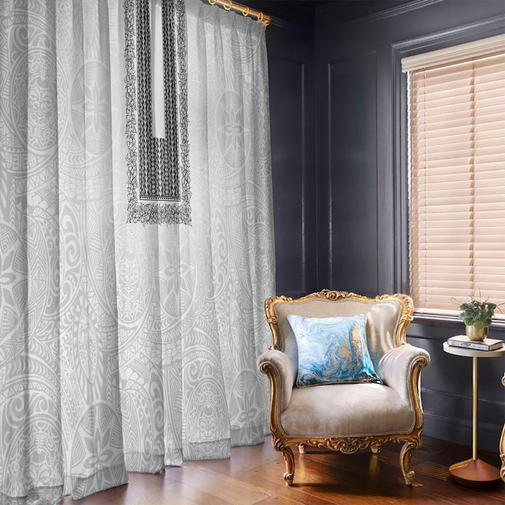 Philippines Polynesian Jasmine Pattern Window Curtain With Barong Tagalog White Style LT03 - Polynesian Pride