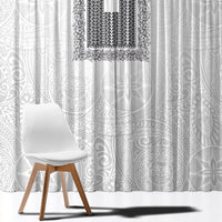 Philippines Polynesian Jasmine Pattern Window Curtain With Barong Tagalog White Style LT03 - Polynesian Pride