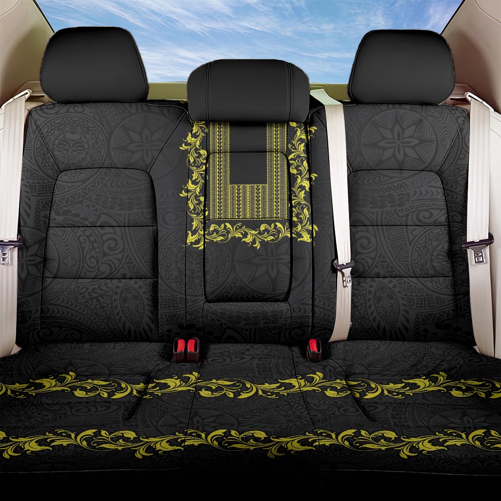 Philippines Polynesian Floral Pattern Back Car Seat Cover With Barong Tagalog Black Style LT03 One Size Black - Polynesian Pride