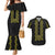 Philippines Polynesian Floral Pattern Couples Matching Mermaid Dress and Hawaiian Shirt With Barong Tagalog Black Style