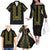 Philippines Polynesian Floral Pattern Family Matching Off The Shoulder Long Sleeve Dress and Hawaiian Shirt With Barong Tagalog Black Style