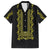 Philippines Polynesian Floral Pattern Family Matching Off The Shoulder Long Sleeve Dress and Hawaiian Shirt With Barong Tagalog Black Style