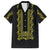 Philippines Polynesian Floral Pattern Family Matching Off Shoulder Short Dress and Hawaiian Shirt With Barong Tagalog Black Style