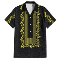 Philippines Polynesian Floral Pattern Hawaiian Shirt With Barong Tagalog Black Style LT03 Black - Polynesian Pride