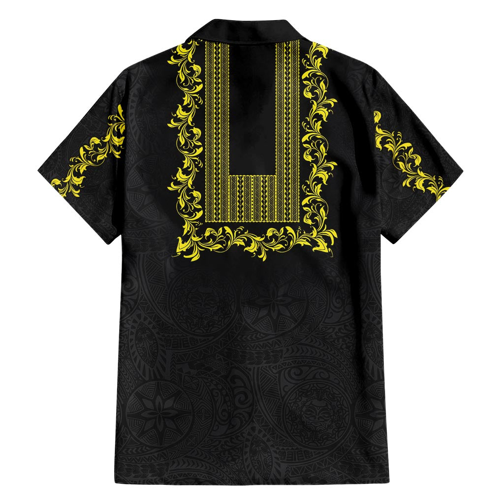 Philippines Polynesian Floral Pattern Hawaiian Shirt With Barong Tagalog Black Style LT03 - Polynesian Pride