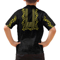 Philippines Polynesian Floral Pattern Hawaiian Shirt With Barong Tagalog Black Style LT03 - Polynesian Pride