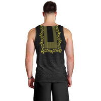Philippines Polynesian Floral Pattern Men Tank Top With Barong Tagalog Black Style LT03 - Polynesian Pride