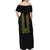 Philippines Polynesian Floral Pattern Off Shoulder Maxi Dress With Barong Tagalog Black Style