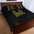 Philippines Polynesian Floral Pattern Quilt Bed Set With Barong Tagalog Black Style