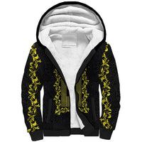 Philippines Polynesian Floral Pattern Sherpa Hoodie With Barong Tagalog Black Style LT03 Unisex Black - Polynesian Pride