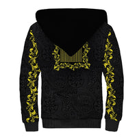 Philippines Polynesian Floral Pattern Sherpa Hoodie With Barong Tagalog Black Style LT03 - Polynesian Pride