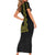 Philippines Polynesian Floral Pattern Short Sleeve Bodycon Dress With Barong Tagalog Black Style