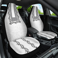 Philippines Polynesian Floral Pattern Car Seat Cover With Barong Tagalog White Style LT03 One Size White - Polynesian Pride