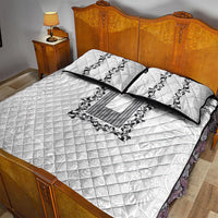 Philippines Polynesian Floral Pattern Quilt Bed Set With Barong Tagalog White Style LT03 - Polynesian Pride