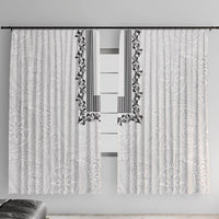 Philippines Polynesian Floral Pattern Window Curtain With Barong Tagalog White Style LT03 With Hooks White - Polynesian Pride