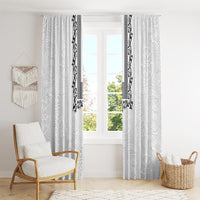 Philippines Polynesian Floral Pattern Window Curtain With Barong Tagalog White Style LT03 - Polynesian Pride