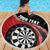 Personalised New Zealand Darts Beach Blanket Koru Tribal Tattoo and Silver Fern Maori Pattern Red Color