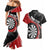 Personalised New Zealand Darts Couples Matching Mermaid Dress and Hawaiian Shirt Koru Tribal Tattoo and Silver Fern Maori Pattern Red Color