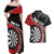 Personalised New Zealand Darts Couples Matching Off Shoulder Maxi Dress and Hawaiian Shirt Koru Tribal Tattoo and Silver Fern Maori Pattern Red Color