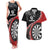 Personalised New Zealand Darts Couples Matching Tank Maxi Dress and Hawaiian Shirt Koru Tribal Tattoo and Silver Fern Maori Pattern Red Color