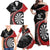 Personalised New Zealand Darts Family Matching Off Shoulder Maxi Dress and Hawaiian Shirt Koru Tribal Tattoo and Silver Fern Maori Pattern Red Color