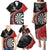 Personalised New Zealand Darts Family Matching Puletasi and Hawaiian Shirt Koru Tribal Tattoo and Silver Fern Maori Pattern Red Color